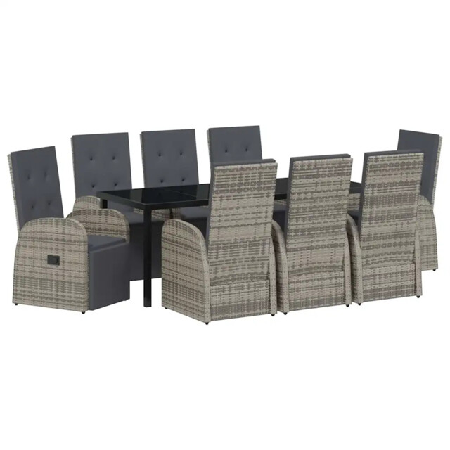 Garden Dining Set With Cushion Grey Poly Rattan Outdoor Furniture