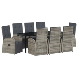 Garden Dining Set With Cushion Grey Poly Rattan Outdoor Furniture