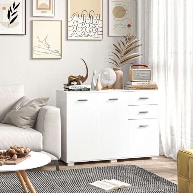 Sideboard Storage Cabinet, Kitchen Cabinet W/ 2 Drawers And Adjustable