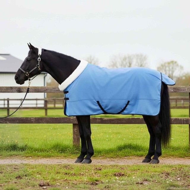 Horse Blanket Full Aqua 145 Cm Polar Fleece Windproof Outdoor Cover