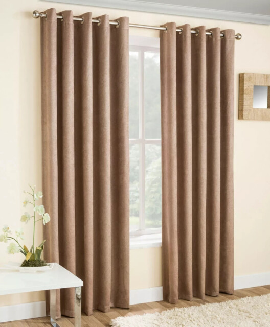 "Enhanced Living, Vogue Latte Thermal Blackout Eyelet Curtains,90"" X"