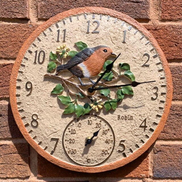 Garden Wall Clock Outdoor Indoor Thermometer Novelty Home Decor Roman