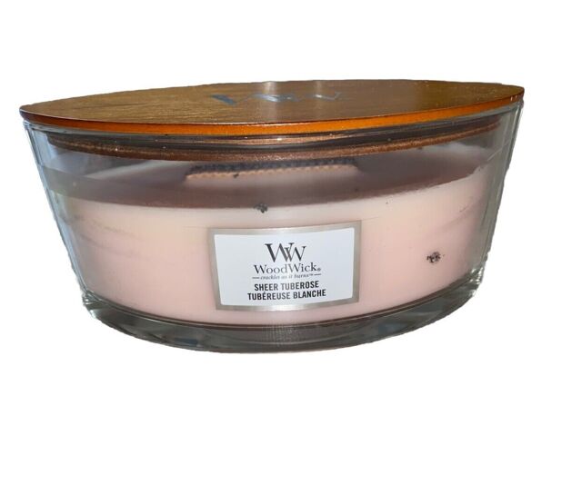 Woodwick Ellipse Candle Sheer Tuberose Scent Decor Gift Fragrance
