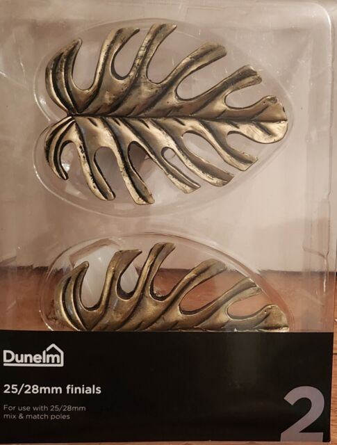 Dunelm 25/28mm Equatorial Leaf Finials Antique Brass - Pair