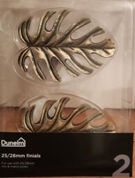 Dunelm 25/28mm Equatorial Leaf Finials Antique Brass - Pair
