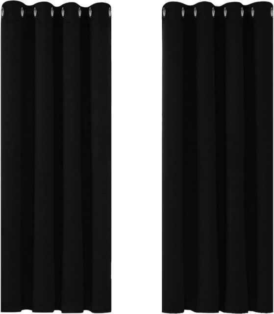 Deconovo Blackout Curtains Bedroom Super Soft Thermal W46 X L54, Black