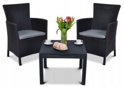 Garden Furniture Set Chairs + Table Cushion Balcony Patio Graphite