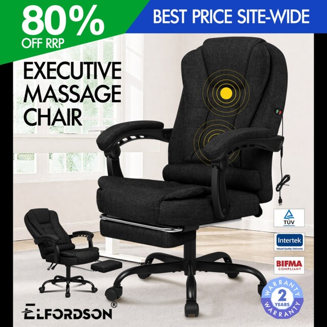 Elfordson Massage Office Chair Executive Padded Recliner Footrest