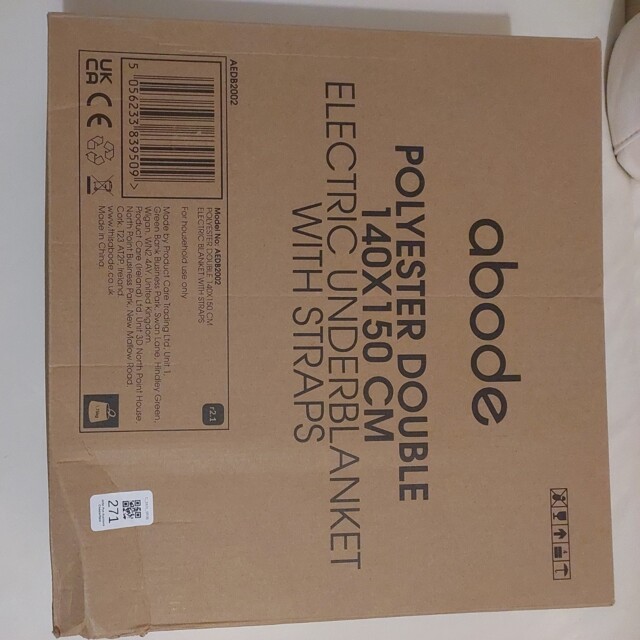 Abode Double Electric Blanket 90w Heated Underblanket White 3 Heats