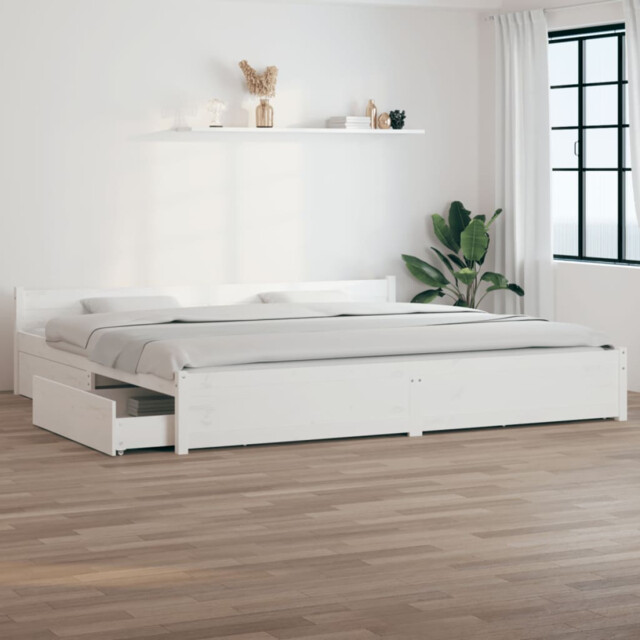 Bed Frame Solid Pinewood White 4ft Small Double 120x190cm With 4