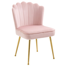 Shell Accent Chair Velvet Pink 88x57x58cm Gold Metal Legs Pastel Pink
