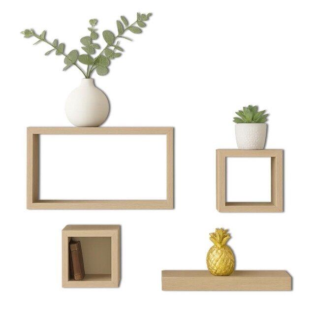 Oak Set Of 4 Floating Shelves Versatile Durable Aesthetic