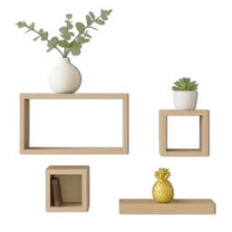 Oak Set Of 4 Floating Shelves Versatile Durable Aesthetic