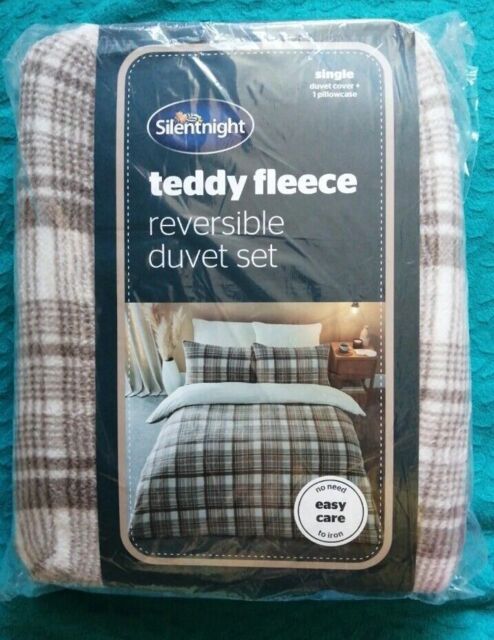Silentnight Teddy Fleece Reversible Duvet Set Single 131x196cm No Need