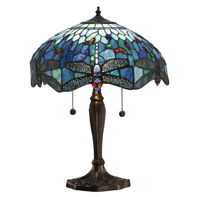 Tiffany Table Light Floor Bronze Dragonfly Blue 2 Dark 410mm Interiors