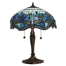 Tiffany Table Light Floor Bronze Dragonfly Blue 2 Dark 410mm Interiors
