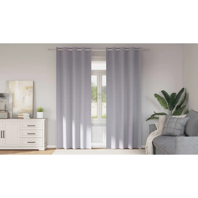 Curtains With Curtains 2 Pcs Metal Grey Polyester Vidaxl