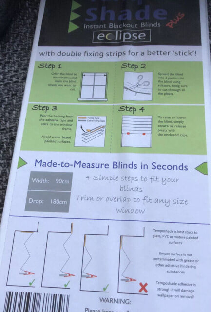6 X Blackout Temporary 'quick Fix' Blinds - Perfect For Bedrooms