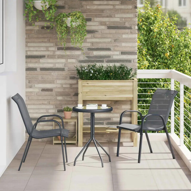Garden Bistro Set 3 Pcs Grey Steel Vidaxl