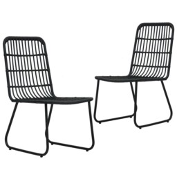 2x Garden Chairs Poly Rattan Outdoor Seating Dining Chair Oak/black