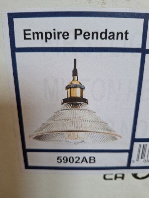Firstlight Empire 25cm Pendant Light Clear Fluted In Antique Brass