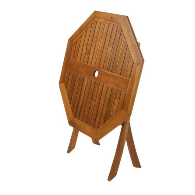 Wooden Folding Garden Table With Parasol Hole Outdoor Dining 90cm