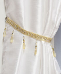 Yellow Crystal Beaded Metallic Modern Lightweight Tie Back Single