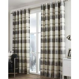 "Fusion - Balmoral Check - 100% Cotton Eyelet Curtains, 66"" Widthx72"""