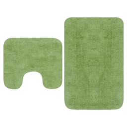 Bathroom Mat Set Green 100% Cotton Bath 63x93cm Pedestal 44x52cm