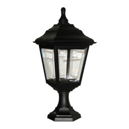 Outdoor Ip44 1 Bulb Wall Ground Pedestal Lamp Light Black Led E27 100w
