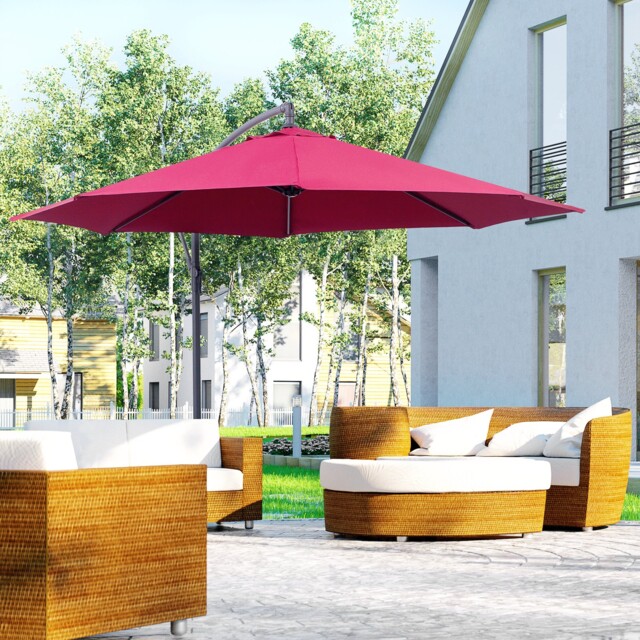 3m Garden Parasol Sun Shade Patio Banana Hanging Set Umbrella