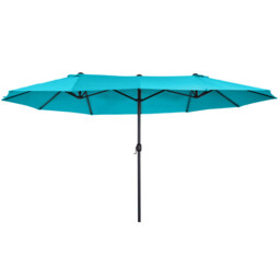 Garden Parasol Sky Blue 4.6m Double Canopy Polyester Metal Pole Crank
