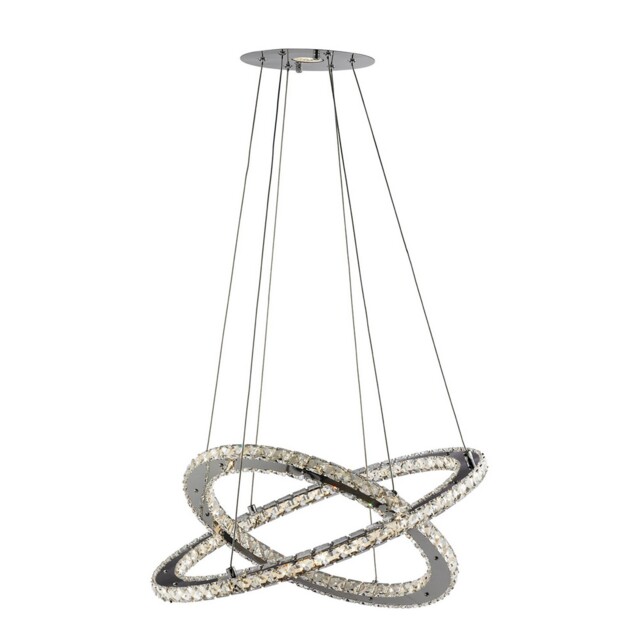 168 Led 2 Rings Chrome Finish Aluminium Ceiling Pendant Light With