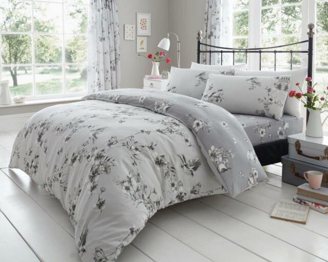 Birdie Blossom Flower Duvet Cover Set Quilt Reversible With Pillow