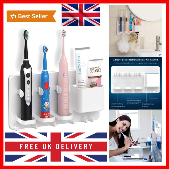 Adhesive Electric Toothbrush Holder Wall Mounted Razor Hanger Bathroom