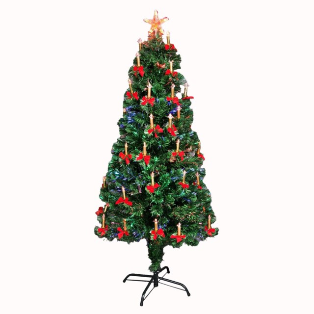 6ft Pre-lit Christmas Tree Green Fiber Optic Led Lights Xmas Home