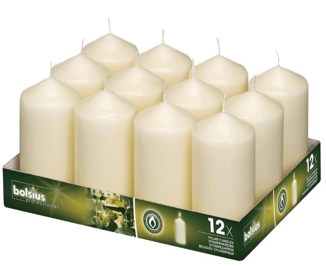 Bolsius Tall Pillar Candles 120 Mm (pack Of 12), H 12.0 Cm Ø 5.8 Cm,