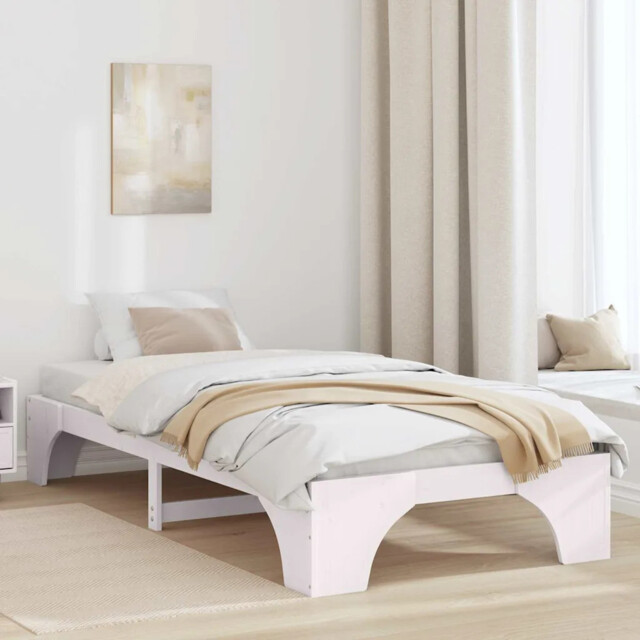 Bed Frame White 207 X 97 X 30 Cm Solid Pine Wood Vidaxl