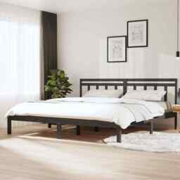 Bed Frame Grey Solid Wood Pine 200x200 Cm Vidaxl