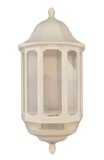 Asd Hl/wk060p Half Lantern Wall Light Fitting With Pir Sensor - White