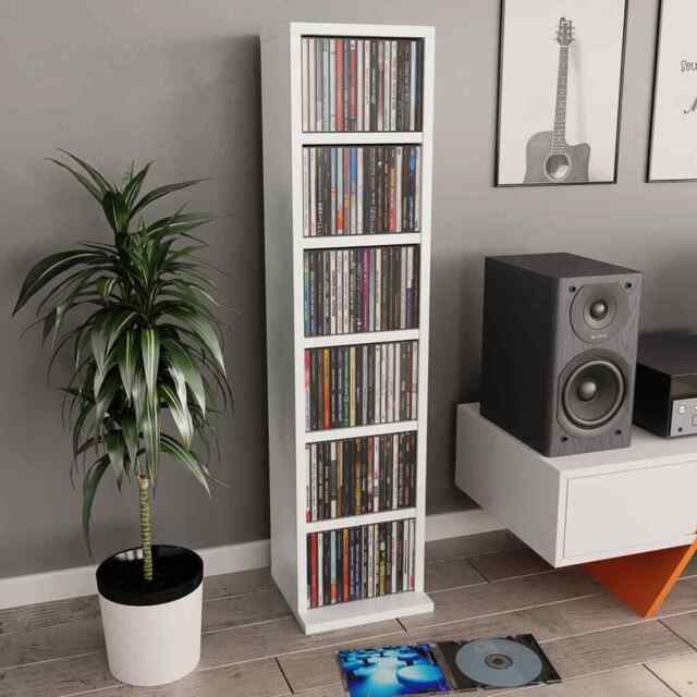 Cd Cabinet White 21x20x88 Cm Engineered Wood Vidaxl