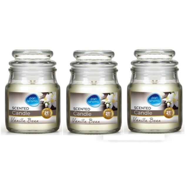 Pack Of 3 Pan Aroma Small Jar Candles With Lid-vanilla Bean Or Vanilla