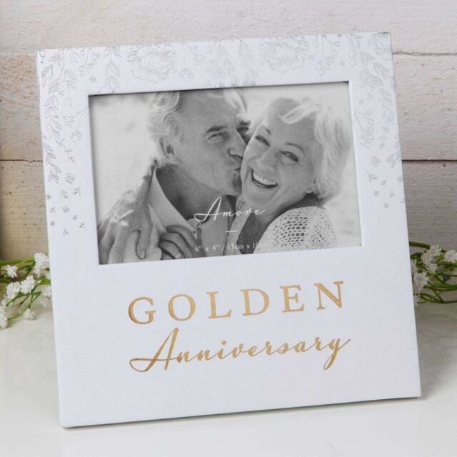 Amore 50th Anniversary Golden Wedding Photo Picture White Frame 6x4
