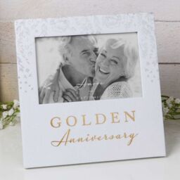 Amore 50th Anniversary Golden Wedding Photo Picture White Frame 6x4