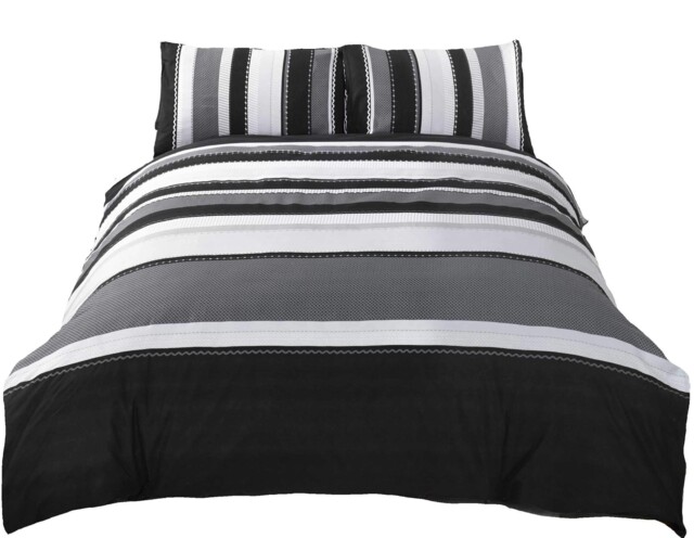 Rapport Home Grey Striped Single Duvet Cover Set - Single,