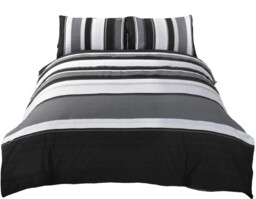 Rapport Home Grey Striped Single Duvet Cover Set - Single,