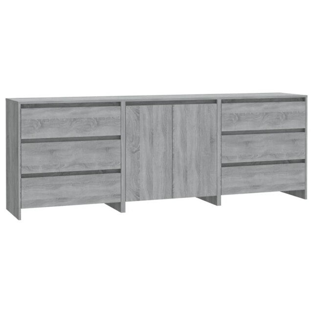 Sideboard 3 Piece Buffet Cabinet Cupboard Highboard Engineered Wood