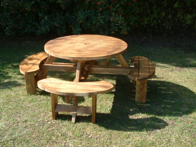 Excalibur Round Picnic Bench, Table Beer Pub Garden Furniture 38mm