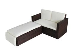 Evre Brown 2 Seat Rattan Garden Furniture Patio Outdoor Sofa Set