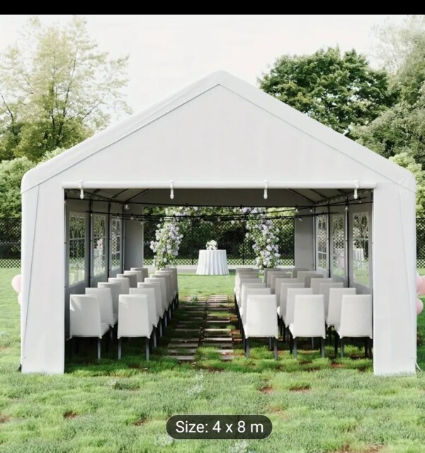 Outsunny 8m X 4m Garden Gazebo Marquee Party Tent - White (01-0803)